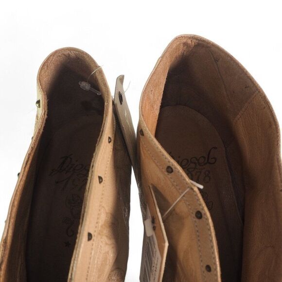 Diesel 1978 Helenae Tooled Leather Floral Ankle Booties Cream PR067 Women's 7/37 - Picture 11 of 11